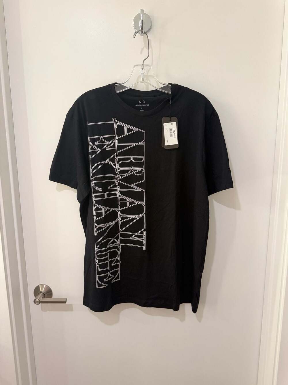 Armani Exchange Men's Black Vertical Logo Graphic T-Shirt